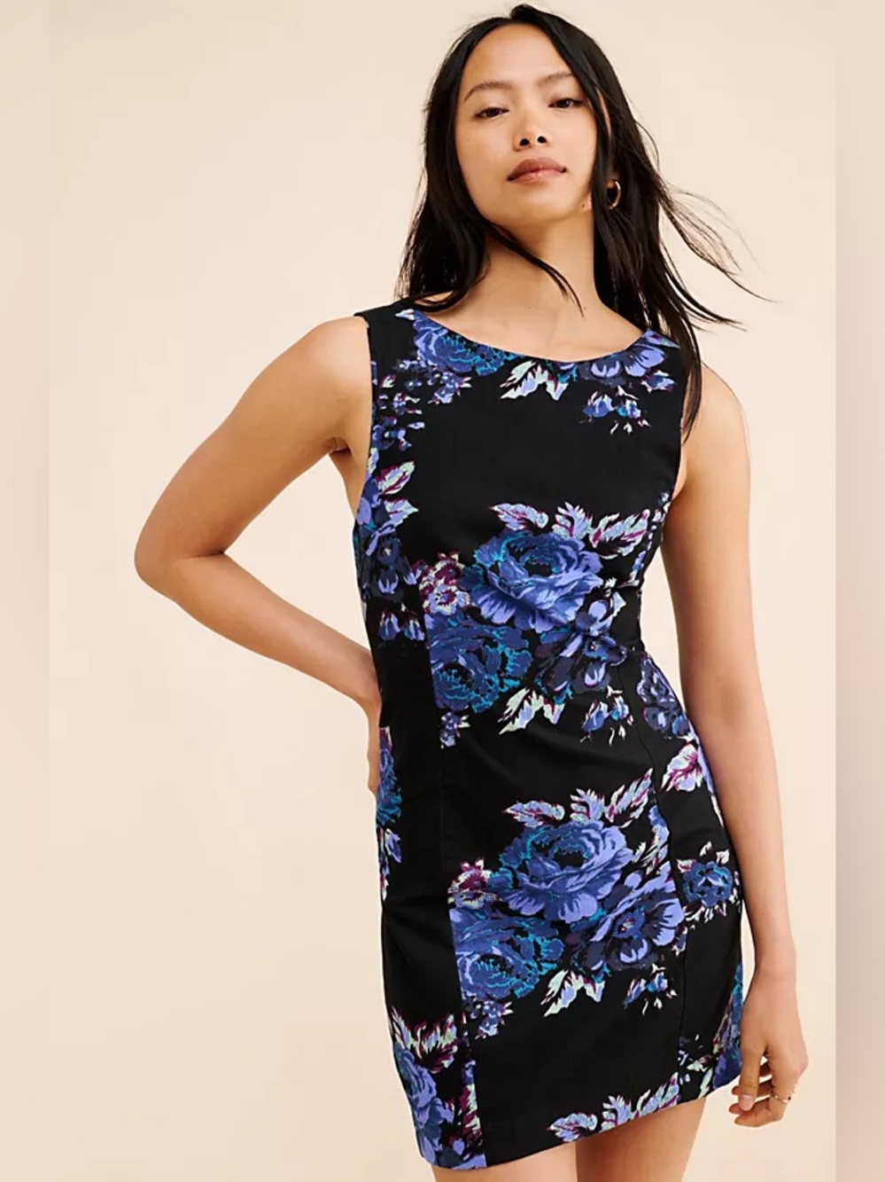 Free People Malberry Floral Open Back Mini Dress